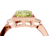 Rose gold Fancy Yellow Princess  Halo Diamond Ring with Tapered Band and Four-Prong Setting_7