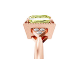 Rose gold Fancy Yellow Princess  Halo Diamond Ring with Tapered Band and Four-Prong Setting_8