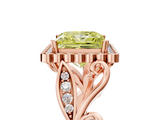 Rose gold Fancy Yellow Princess  Halo Diamond Ring with Vintage Split Shank and Four-Prong Setting_5