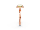 Rose gold Fancy Yellow Princess  Halo Diamond Solitaire with Pavé Band and Four-Prong Setting_19