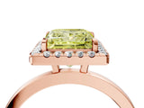 Rose gold Fancy Yellow Princess  Halo Diamond Solitaire with Pavé Band and Four-Prong Setting_21