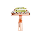 Rose gold Fancy Yellow Princess  Halo Diamond Solitaire with Pavé Band and Four-Prong Setting_22