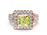 Rose gold Fancy Yellow Princess  Halo Diamond Split Shank Engagement Ring with Prong Setting_63