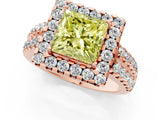 Rose gold Fancy Yellow Princess  Halo Diamond Split Shank Engagement Ring with Prong Setting_64
