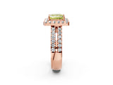 Rose gold Fancy Yellow Princess  Halo Diamond Split Shank Engagement Ring with Prong Setting_65