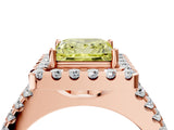 Rose gold Fancy Yellow Princess  Halo Diamond Split Shank Engagement Ring with Prong Setting_67