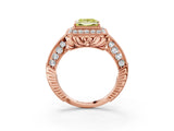 Rose gold Fancy Yellow Princess  Halo Diamond Split Shank Ring with Milgrain Detail_32