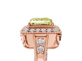Rose gold Fancy Yellow Princess  Halo Diamond Split Shank Ring with Milgrain Detail_34