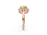 Rose gold Fancy Yellow Princess  Halo Milgrain Solitaire with Bezel Set Side Stones and Pave Band_34