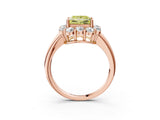 Rose gold Fancy Yellow Princess  Halo Milgrain Solitaire with Bezel Set Side Stones and Pave Band_35