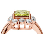 Rose gold Fancy Yellow Princess  Halo Milgrain Solitaire with Bezel Set Side Stones and Pave Band_36
