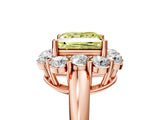 Rose gold Fancy Yellow Princess  Halo Milgrain Solitaire with Bezel Set Side Stones and Pave Band_37