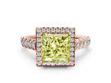 Rose gold Fancy Yellow Princess  Halo Pavé Diamond Engagement Ring with Four-Prong Setting_26