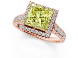 Rose gold Fancy Yellow Princess  Halo Pavé Diamond Engagement Ring with Four-Prong Setting_27