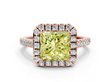 Rose gold Fancy Yellow Princess  Halo Pavé Diamond Engagement Ring with Four-Prong Setting_3