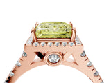 Rose gold Fancy Yellow Princess  Halo Pavé Diamond Engagement Ring with Four-Prong Setting_30