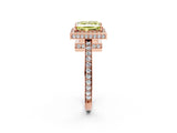 Rose gold Fancy Yellow Princess  Halo Pave Band Solitaire Ring with Prong Setting_31