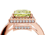 Rose gold Fancy Yellow Princess  Halo Pave Band Solitaire Ring with Prong Setting_33
