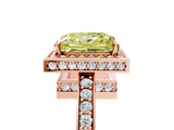 Rose gold Fancy Yellow Princess  Halo Pave Band Solitaire Ring with Prong Setting_34