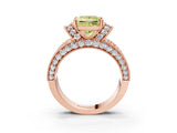 Rose gold Fancy Yellow Princess  Halo Pave Diamond Engagement Ring with Milgrain Detailing_32