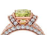 Rose gold Fancy Yellow Princess  Halo Pave Diamond Engagement Ring with Milgrain Detailing_33