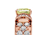 Rose gold Fancy Yellow Princess  Halo Pave Diamond Engagement Ring with Milgrain Detailing_34