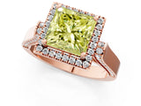 Rose gold Fancy Yellow Princess  Halo Pave Split Shank Prong Setting Ring_28