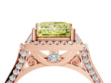 Rose gold Fancy Yellow Princess  Halo Pave Split Shank Prong Setting Ring_31