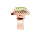 Rose gold Fancy Yellow Princess  Halo Pave Split Shank Prong Setting Ring_32