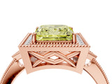 Rose gold Fancy Yellow Princess  Halo Round Diamond Milgrain Pave Engagement Ring_7