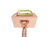 Rose gold Fancy Yellow Princess  Halo Round Diamond Milgrain Pave Engagement Ring_8