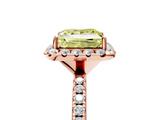 Rose gold Fancy Yellow Princess  Halo Round Diamond Pavé Band Four-Prong Ring_8