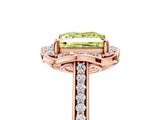 Rose gold Fancy Yellow Princess  Halo Round Diamond Pave Band with Four-Prong Setting_48