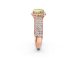 Rose gold Fancy Yellow Princess  Halo Round Diamond Pave Band with Prong Setting 2
