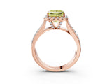 Rose gold Fancy Yellow Princess  Halo Round Diamond Pave Band with Prong Setting 3