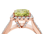 Rose gold Fancy Yellow Princess  Halo Round Diamond Pave Band with Prong Setting 4
