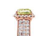 Rose gold Fancy Yellow Princess  Halo Round Diamond Pave Band with Prong Setting 5