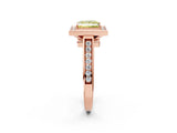 Rose gold Fancy Yellow Princess  Halo Solitaire Diamond Ring with Pave Band and Bezel Setting_31