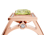 Rose gold Fancy Yellow Princess  Halo Solitaire Diamond Ring with Pave Band and Bezel Setting_33