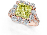 Rose gold Fancy Yellow Princess  Halo Split Shank Diamond Engagement Ring with Pave Band and Four-Prong Setting_1