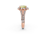 Rose gold Fancy Yellow Princess  Halo Split Shank Diamond Engagement Ring with Pave Band and Four-Prong Setting_2
