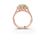 Rose gold Fancy Yellow Princess  Halo Split Shank Diamond Engagement Ring with Pave Band and Four-Prong Setting_3