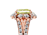Rose gold Fancy Yellow Princess  Halo Split Shank Diamond Engagement Ring with Pave Band and Four-Prong Setting_5