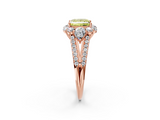 Rose gold Fancy Yellow Princess  Halo Split Shank Diamond Engagement Ring with Prong Setting_2
