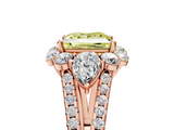 Rose gold Fancy Yellow Princess  Halo Split Shank Diamond Engagement Ring with Prong Setting_5