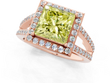 Rose gold Fancy Yellow Princess  Halo Split Shank Diamond Ring with Four-Prong Setting_1