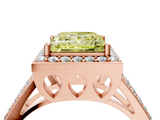 Rose gold Fancy Yellow Princess  Halo Split Shank Diamond Ring with Four-Prong Setting_4