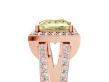 Rose gold Fancy Yellow Princess  Halo Split Shank Diamond Ring with Four-Prong Setting_5