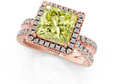 Rose gold Fancy Yellow Princess  Halo Split Shank Diamond Ring with Pavé Setting_27