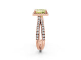 Rose gold Fancy Yellow Princess  Halo Split Shank Diamond Ring with Pavé Setting_28